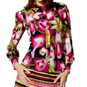 Missoni x Target Mod Geometric Floral Button Down Blouse Sz XS